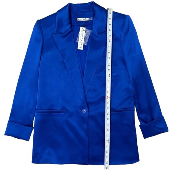 NWT Alice + Olivia Denny Cuffed Sleeve Blazer 6 Royal Blue Tailored Power Jacket - Picture 13 of 15